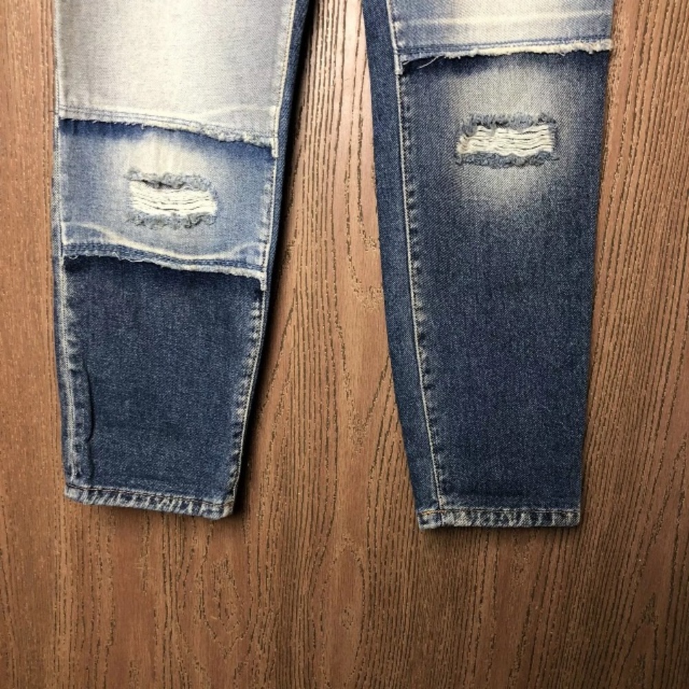 Sp Black Destroyed Patchwork Crop Jeans - image 5